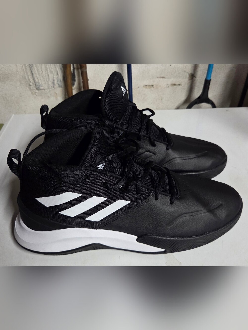 adidas Black and White High-Top Athletic Basketball Shoes